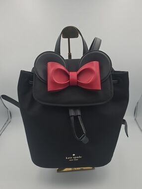 Kate Spade Disney Minnie Mouse Nylon/Leather Black Small Backpack (EUC)🖤❤️🖤